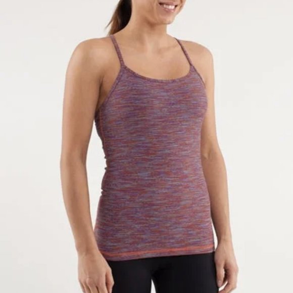 Lululemon Power Y Tank Space Dyed Purple Gray Stri - Picture 2 of 9